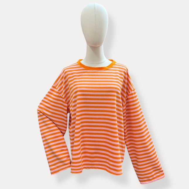 Streep Blouse | oranje-roze