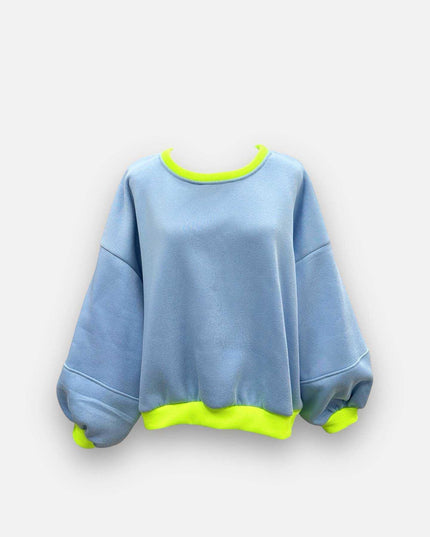 Fluo Sweater | blauw-geel