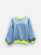 Fluo Sweater | blauw-geel