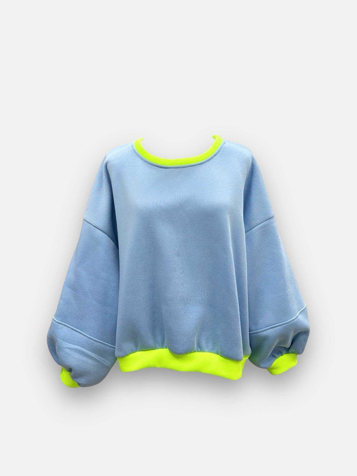 Fluo Sweater | blauw-geel