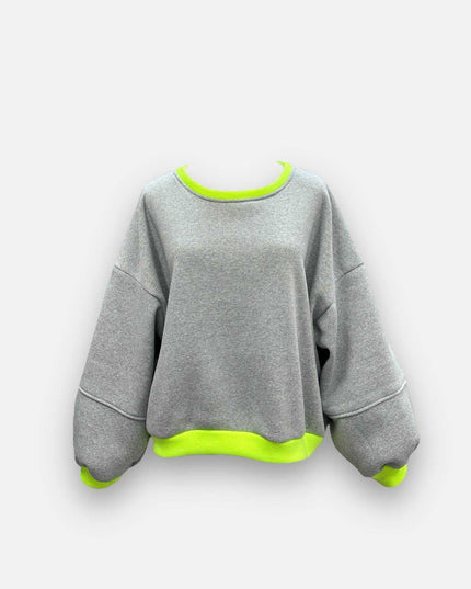 Fluo Sweater | grijs-geel