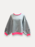 Fluo Sweater | grey-fuchsia