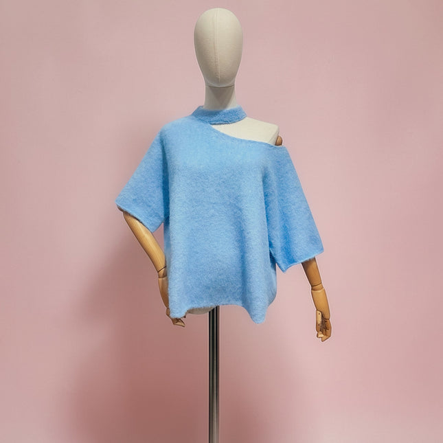 Open Hals Knit | blauw