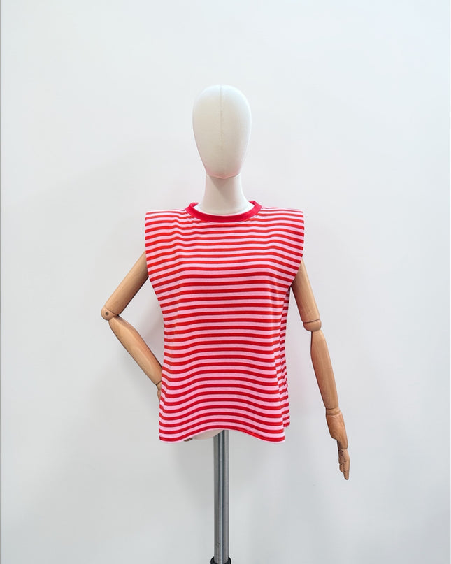 Streep Top | rood-roze