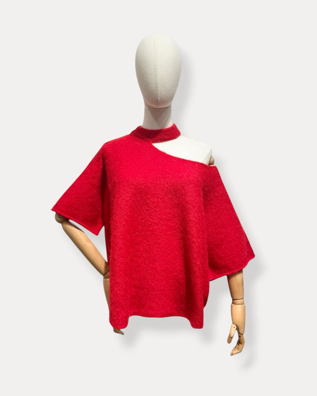 Open hals knit | rood