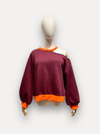 Fluo Open Sweater | bordeaux-oranje