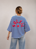 T-shirt streep soleil | kobalt