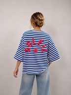 T-shirt streep soleil | kobalt