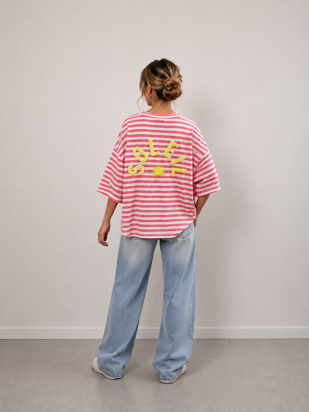 T-shirt streep Soleil | koraal