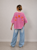 T-shirt streep Mommy | fuchsia