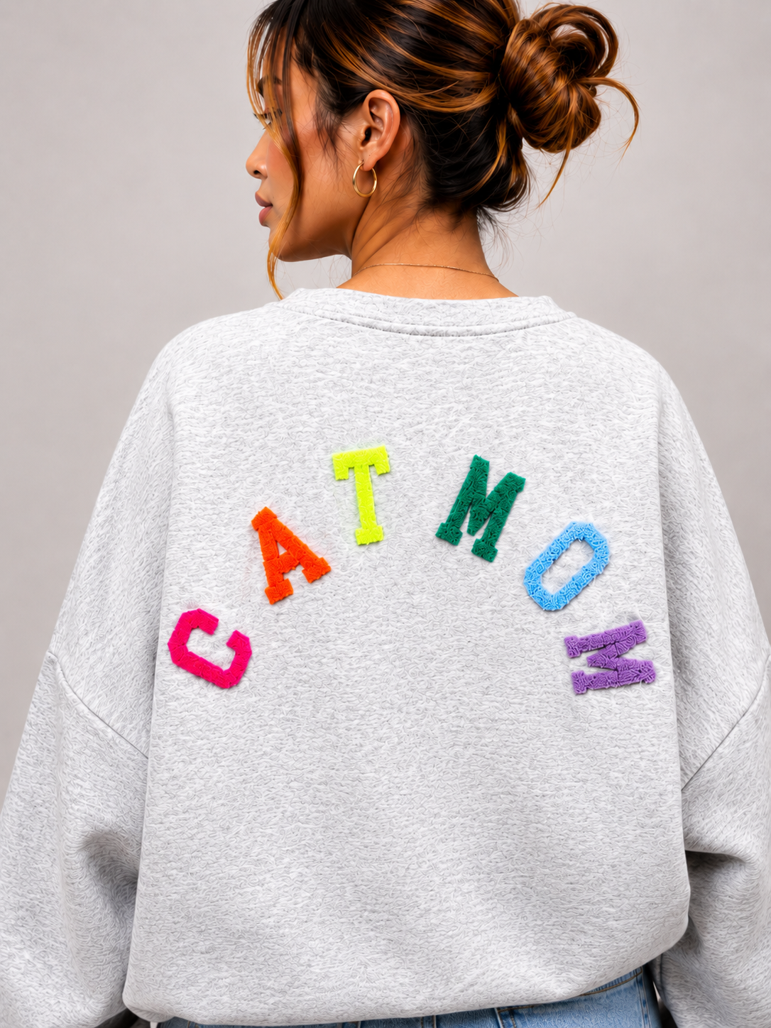 Catmom sweater | grijs-multi