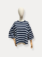 T-shirt streep met strik | marine