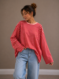Streep Blouse | rood-roze