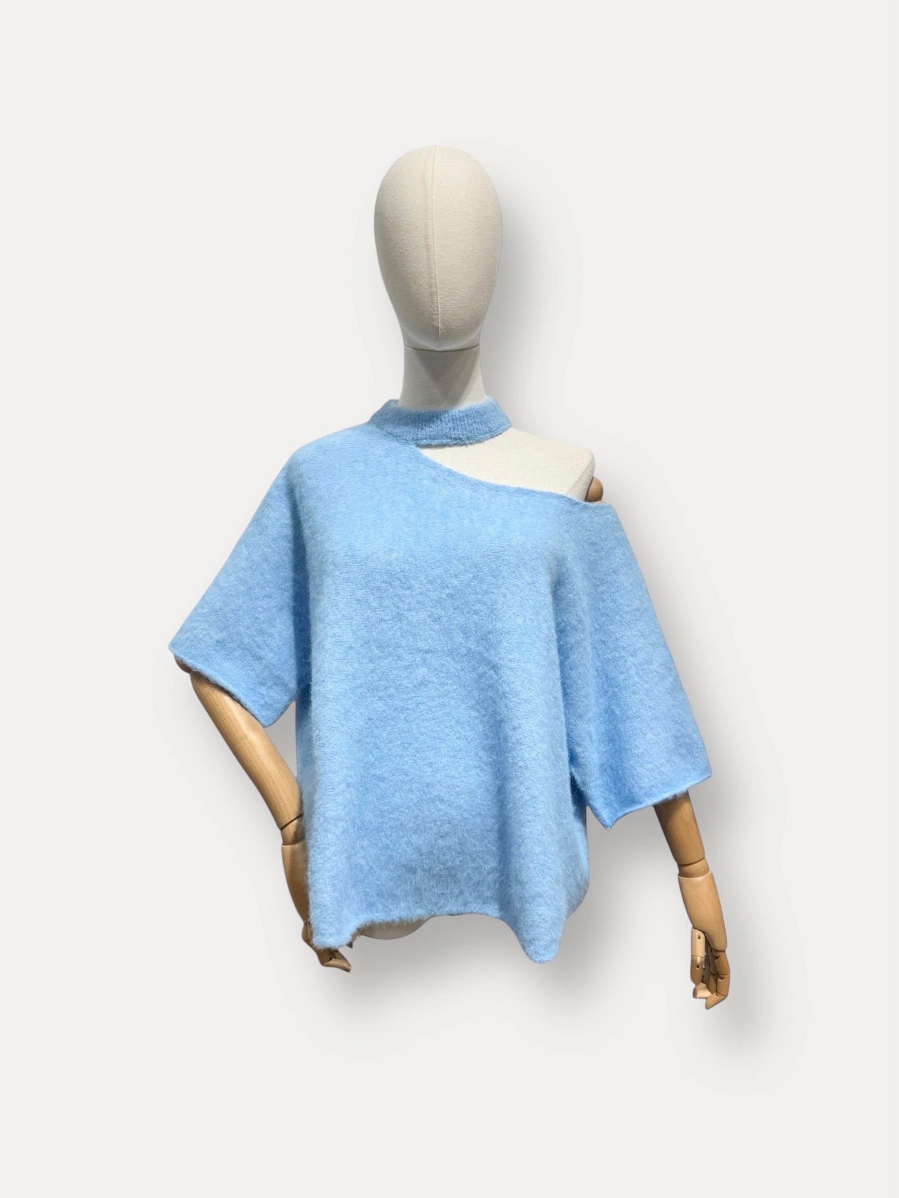 Open Hals Knit | blauw