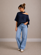 Open Neck Knit | navy