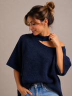 Open Neck Knit | navy