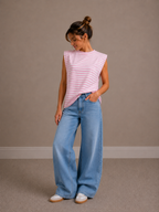 Streep Top | roze-wit
