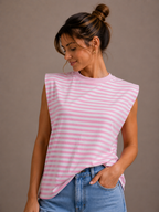 Streep Top | roze-wit