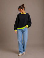 Fluo Sweater | grey-fuchsia