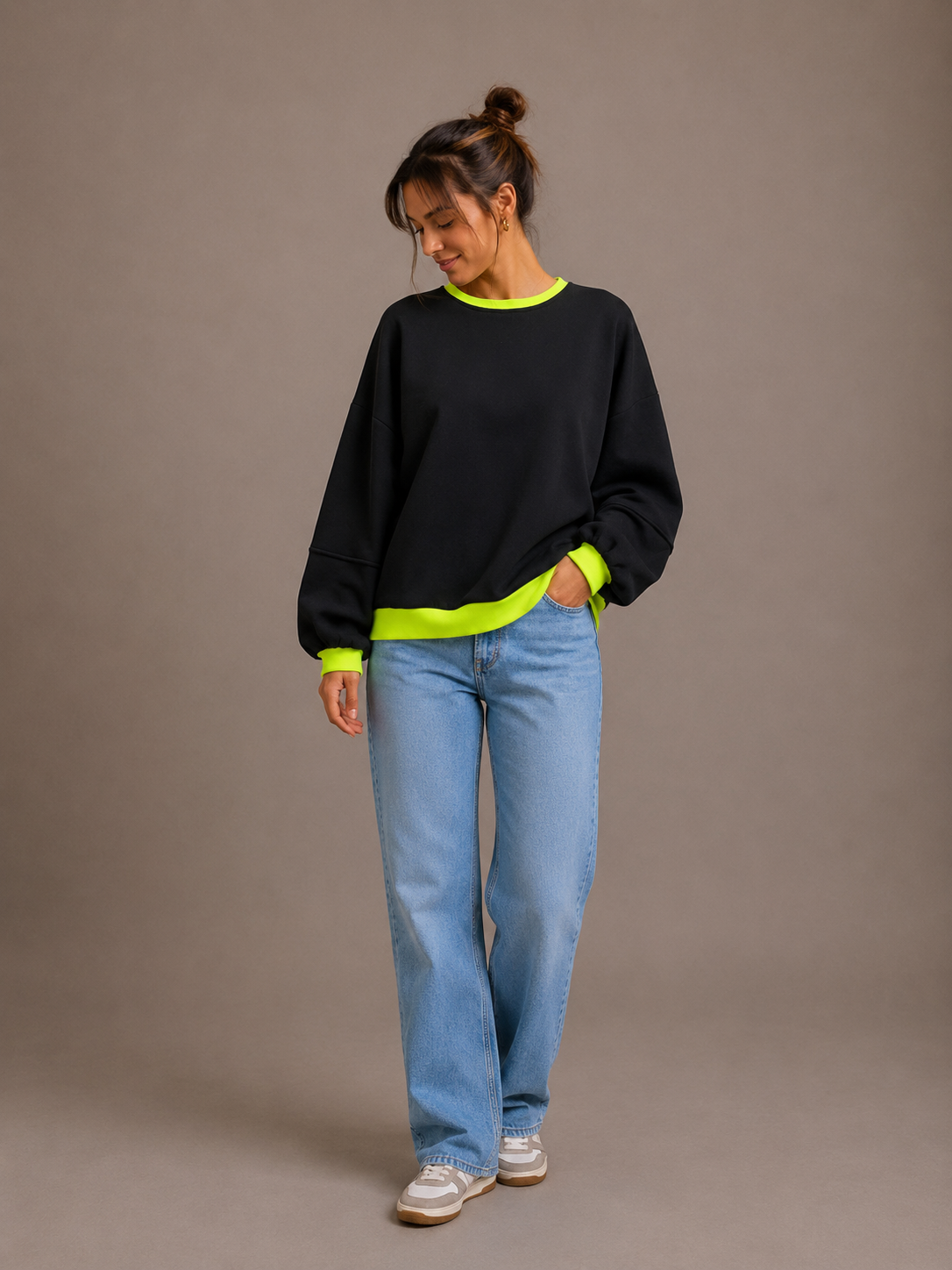 Fluo Sweater | grey-fuchsia