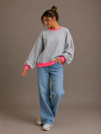 Fluo Sweater | grey-fuchsia