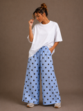 Polka dot broek | blauw-bruin