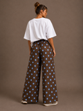 Polka dot broek | bruin-blauw