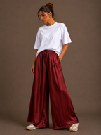 Zijde broek | bordeaux
