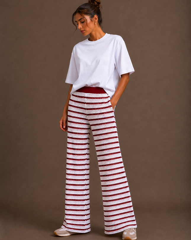 STRIPED CROCHET PANTS
