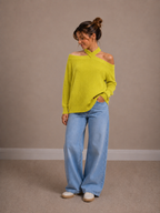 Kruis hals knit  | limoen