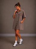 Denim dress | brown