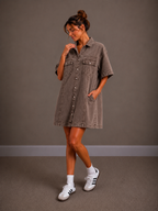 Denim dress | brown