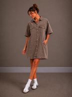 Denim dress | brown