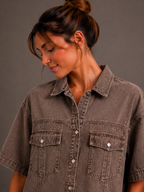 Denim dress | brown