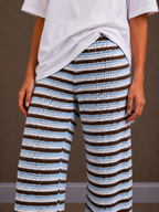 Gestreepte crochet broek | blauw