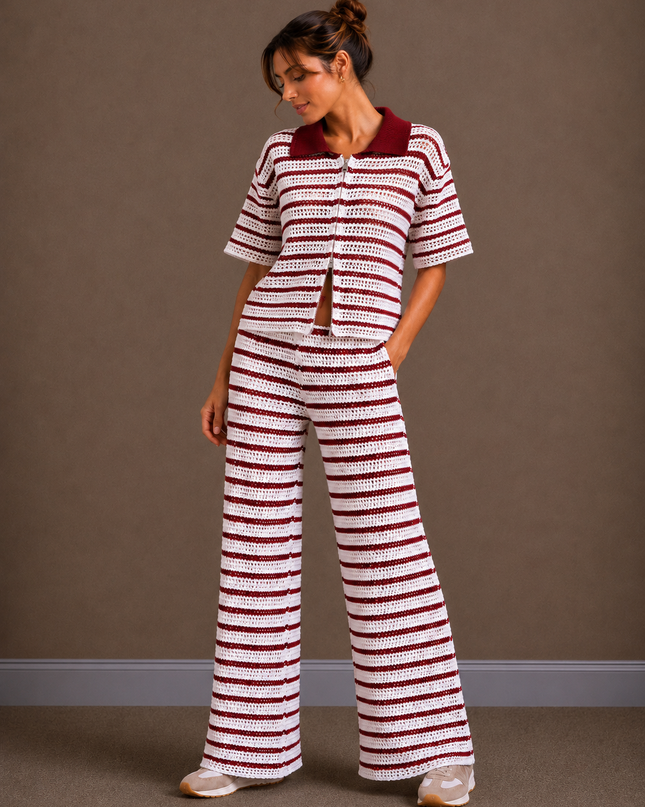 STRIPED CROCHET POLO