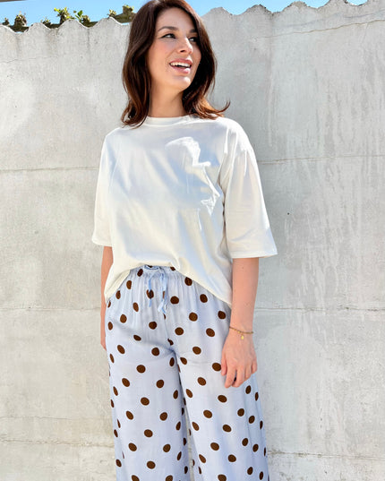 Polka dot broek | blauw-bruin